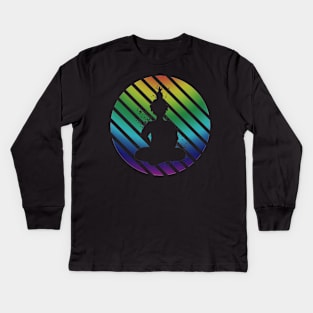 Buddha Meditation Rainbow Circle Kids Long Sleeve T-Shirt